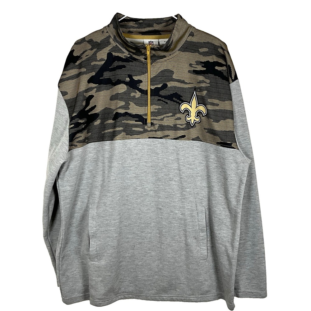 Zubaz NFL Team Apparel 1/4 Fleece Pullover New Orleans Saints Camo Men‎ Size XL